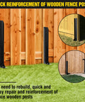 Beefy Heavy Duty Steel Fence Post Repair Stake With Ground Anchor Screws In H Shape Design For Tilted Or Broken Wood Posts