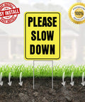 Please Slow Down Yard Sign With Stake 13x17 Inches Double Sided Corrugated Plastic Kids At Play Safety Sign For Street To Keep Drivers In Check And Protect Children And Pets