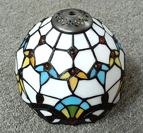 Handmade Stained Glass Baroque Lampshade For Table Lamps 8 Inch Diameter Replacement Shade Tiffany Style With Copper Center Hole