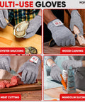 Ambidextrous Cut Resistant Gloves Set Of 8, Level 5 EN388 Certified, Food Grade Kitchen Safety Gloves For Oyster Shucking And Knife Work
