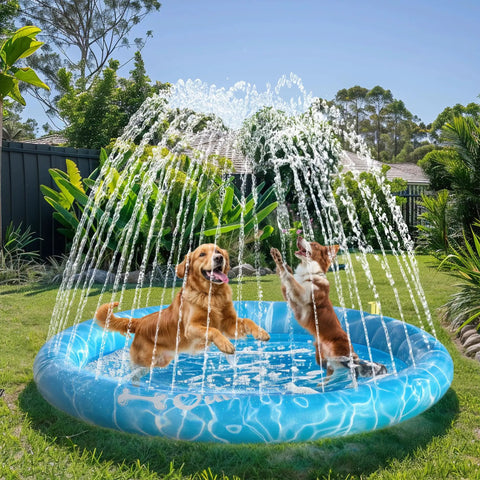 Ultimate Outdoor Dog Splash Pad For Summer Fun 59 Inch Anti Slip Sprinkler Pool Water Play Mat For Pets With Easy Setup