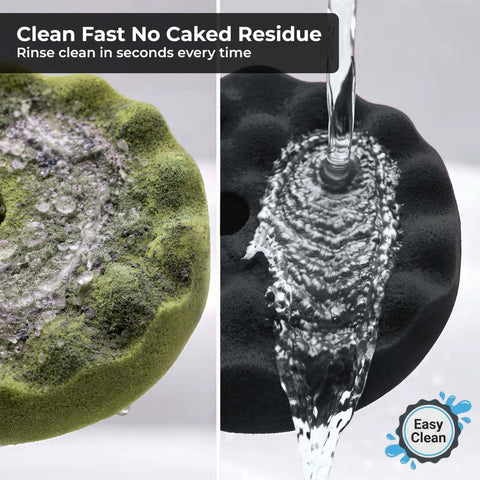 8 Inch Black Waffle Foam Buffing Pad With Hook And Loop Backing Extra Fine Foam rinsed clean under water