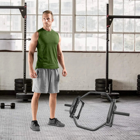 Olympic Trap Bar For Home Gym, 500 Lb Capacity, Alloy Steel, Black Finish, 50 Inch Long, 29 Inch Wide, 14 Inch High, Neutral Grips