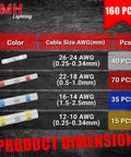 160 Piece Solder Seal Wire Connector Kit Marine Grade Heat Shrink Splice Connectors cable size and color chart