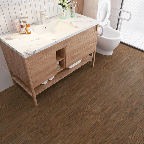 Bathroom with Brown Chestnut Wood Peel And Stick Floor Tiles That Look Real Waterproof Vinyl Planks 6 By 36 Inches Self Adhesive Easy Install