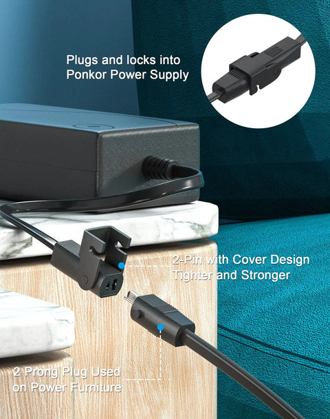 Power Recliner Adapter For Lift Chairs 29V 24V 2A AC DC Switching Power Supply Transformer With 2 Pin Connector And Included AC Power Cord Compatible With OKIN Limoss Pride Golden Lazboy Berkline Med Lift Tranquil Ease Motors, 2-pin plug