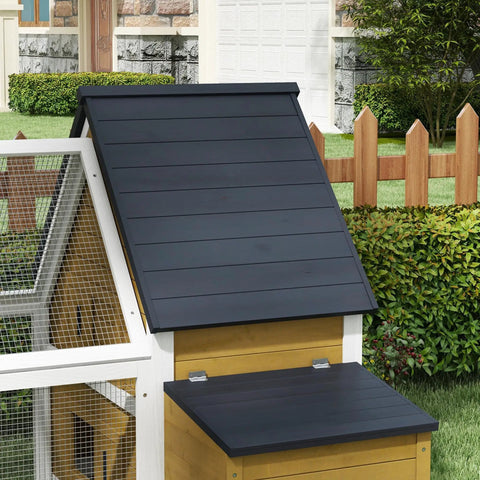 Wooden Chicken Coop With Detachable Run For Outdoor Poultry Cage Nesting Box Roof View in Garden Setting