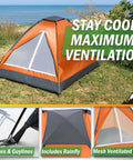 Two Person Pop Up Camping Tent With Rain Fly And Carry Bag near beach with mesh ventilation and stakes