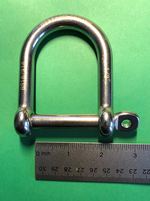 316 Stainless Wide D Shackle Half Inch Marine Grade Not For Overhead Lifting Corrosion Resistant Boat Dock Rigging Hardware