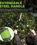 Extendable Hedge Shears 25 To 33 Inch Adjustable Manual Hedge Clippers cutting thick branches on a shrub in a garden