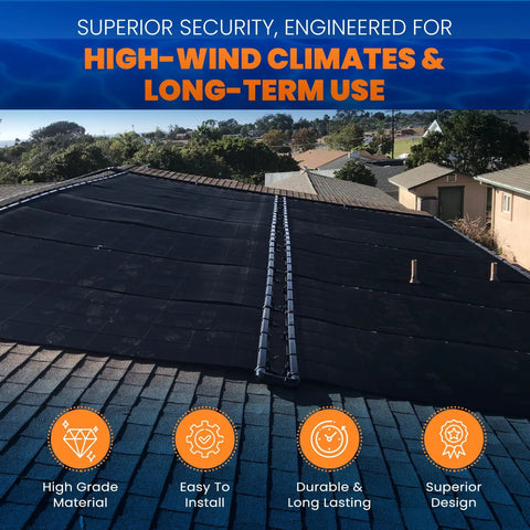 DIY Solar Pool Heater Kit With High Wind Mounting And Freeze Resistant Tech For 350 Sq Ft Of Pool Heat installed on roof