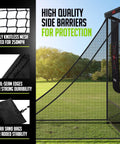 7-ply knotless mesh of 10x7ft Golf Simulator Enclosure Net With Side Barriers, Low Noise Silk Target, Carry Bag, Sand Bags And Stakes