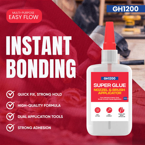 2 In 1 Brush On Super Glue With Nozzle, Mess Free, Never Dries Out, 3000 CPS CA Glue, Clear And Stain Free, Instant Bond For Plastic