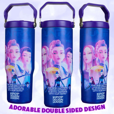 Demon Hunters 30 Ounce Tumbler With Straw And Handle For Girls Teens Insulated Stainless Steel Travel Mug Keeps Drinks Hot Or Cold