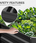 Side view of Two Pack Galvanized Raised Garden Bed Kit 6x3x2 Ft with growing vegetables, focus on safety features and metal structure.