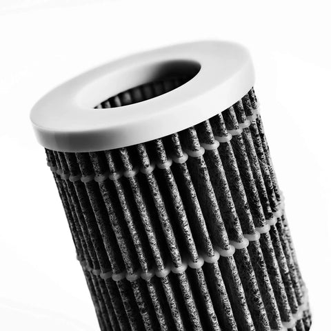 Close-up of a True HEPA Air Filter Replacement for Air Purifier showing pleated design, part of 3 Pack Replacement Filters for Clean Air in Your Personal Space Perfect for Back to School Office or Travel Compatible with Compact Purifiers
