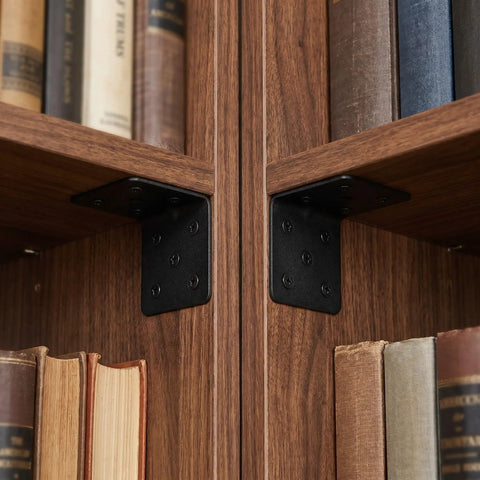 Heavy Duty L Shape Shelf Brackets For Wood Shelves And Drawers, Cold Rolled Steel Right Angle Corner Braces holding up wood shelves with books
