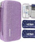 Insulin Cooler Travel Case With EVA Insulation And Two Ice Packs For Diabetes Care, Spacious Organizer Fits Up To Seven Insulin Pens And Glucose Monitor, TSA Approved On The Go Diabetic Supplies Case In Purple