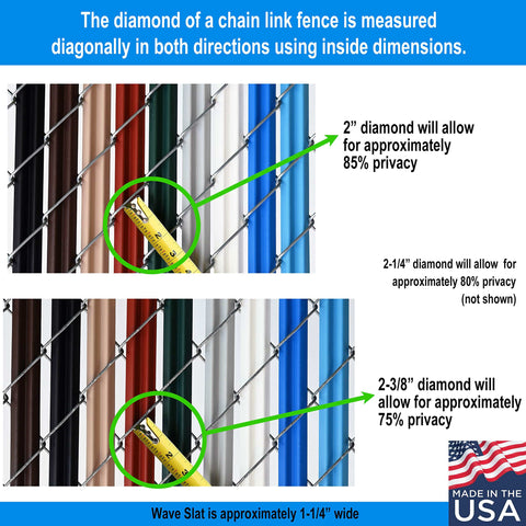 Wave Slat Privacy Slats For Chain Link Fences Single Wall Bottom Locking Design Fits 4 To 8 Foot High Fences 9 Color Options Including Black Beige Brown Gray Green Redwood Royal Blue Sky Blue White Easy Install