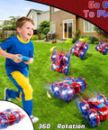 Child playing with All Terrain Amphibious RC Vehicle With 4WD Waterproof Design For Land And Water Gesture Control Stunt Car.