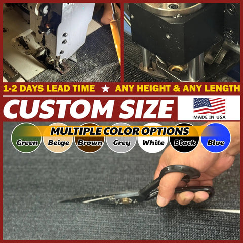Two machines and a hand with scissors during the production of 4 Foot By 50 Foot Privacy Fence Screen For Chain Link Fences.