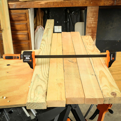 Heavy Duty Twist Lock Bar Clamps Set, 6 Inch And 12 Inch Precision Wood Clamps in use for woodworking with 3.3 Inch Throat.