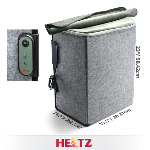Foldable Foot And Leg Heater With Blanket Portable Under Desk Space Warmer control panel and size dimensions