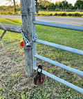 8 Inch Gate Wheel Heavy Duty Gate Caster For Farm And Metal Swing Gates Fits One And Three Eighths To Two Inch Gate Frames Prevents Gate Drag On Chain Link And Sliding Gates With 330 Lb Capacity And Durable Rubber Tire On Steel Plate With Galvanized installed on metal gate