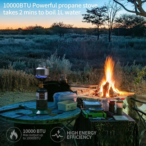 Lightweight Propane Camping Stove With Adjustable Burner 10000 BTU Portable Single Burner Cooker USB Lighter by campfire