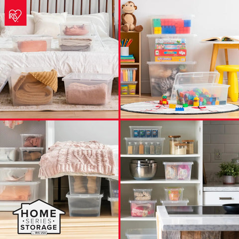Top Shelf 20 Pack Clear Storage Bins With Secure Lids, Heavy Duty Stackable 6 Quart Plastic Containers Perfect For No Fuss Organization And Clutter Free Homes, Made In Usa