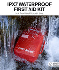Large Waterproof First Aid Kit For Car, Travel, Home And Outdoors With IPX7 Sealed Zippers, Rubberized Shell in waterfall