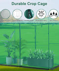 Crop Cage Plant Protection Tent 4 x 8 x 6 Feet No Fuss Setup Easy To Install Garden Cage showing polyester mesh and plants inside.
