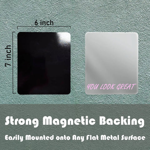 You Look Great Magnetic Locker Mirror 6 By 7 Inch for school, workshop, or home with strong magnetic backing and frameless design.