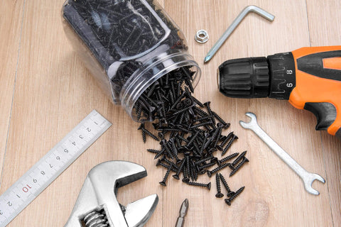 600 Pcs Size Eight By One Inch Black Wood Screws Self Tapping For Furniture Assembly Cabinets Wardrobe DIY Projects Carbon Steel With Black Zinc Plating