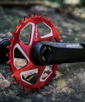 Red Solo DX Narrow Wide 28T Chainring For 9 To 12 Speed Chains Direct Mount SRAM Crankset Boost 3mm Offset on rocky surface