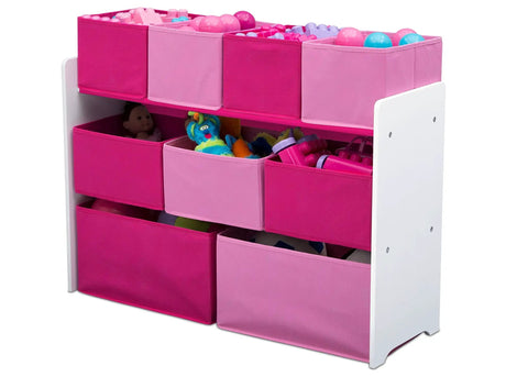 Deluxe Multi Bin Toy Organizer With 9 Bins In White And Pink For Toddlers Ages 3 To 6 Kid Friendly Design Easy Assembly