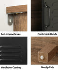 Premium Twelve Cube Wood Bookcase With Six Metal Doors Rock Solid Storage Cabinet features anti-topping device, handle, ventilation, non-slip pads.