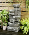 Cascading Bowls LED Outdoor Water Fountain With Stacked Stone Base For Gardens Patios Lawns And Balconies A Soothing Ambient Water Feature To Create A Tranquil Backyard Oasis