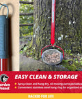 No Sweat Lawn Roller Picker That Gathers Acorns Buckeyes And Beechnuts Directly Off The Grass Surface Without Forcing You To Hunch Or Break Your Back At All On Weekend Chore Days, showcasing the ergonomic handle and stainless steel components.