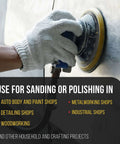 Pro Series 6 Inch PSA DA Sander Backing Plate Pad in use on metal surface.