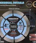 Heavy Duty Segmented Diamond Saw Blade For Smashing Through Tile Concrete Granite And Stone Holds Razor Edge Forever Two Pack with technical details