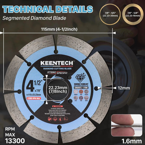 Heavy Duty Segmented Diamond Saw Blade For Smashing Through Tile Concrete Granite And Stone Holds Razor Edge Forever Two Pack with technical details