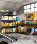 40 Inch Wide Garage Shelving Unit With Heavy Duty Steel Panels, 2000 Lb Capacity, 57 Inch Tall Industrial Shelving For Basement, Shed Or Warehouse Storage, Durable 4 Rib Shelves in garage