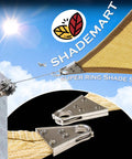 Beige 24 Feet By 24 Feet By 24 Feet Beefy Heavy Duty Triangle Shade Sail With Super Ring Canopy showing installation hardware.
