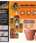 Heavy Duty Waterproof Polyurethane Glue For All Materials That Expands To Create A Bond Like Crazy 18 Ounce Brown Bottle All Purpose Indoor Outdoor Adhesive Water Activated Bonds Wood Metal Plastic Ceramic displayed with pots and material samples