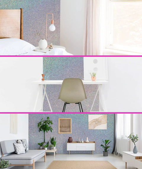 Interior rooms with Glitter Paint Additive 5.3oz with 2 Buffing Pads, Holographic Silver Sparkle for Walls, Ceilings, Wood.