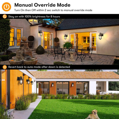Set Of 2 Motion Sensor Outdoor Wall Lanterns No Brainer Setup Dusk To Dawn Waterproof Exterior Sconce illuminating patio