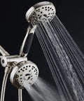 High Pressure 48 Mode Luxury 3 Way Shower Head Kit With Dual Rain And Handheld, 6 Foot Stainless Steel Hose, in action