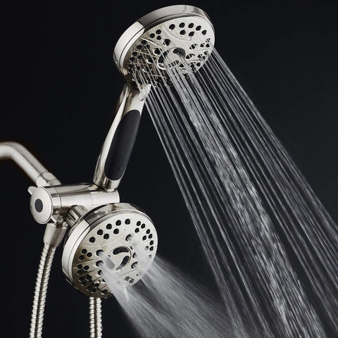 High Pressure 48 Mode Luxury 3 Way Shower Head Kit With Dual Rain And Handheld, 6 Foot Stainless Steel Hose, in action