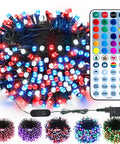 Lit Color Changing RGB Christmas Lights 66 Feet 200 LED Outdoor Indoor String Lights With Music Sync Remote Dimmable